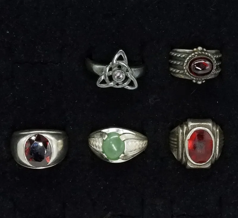 5 Sterling Fashion Gemstone Rings from auction in Ottawa, Ohio