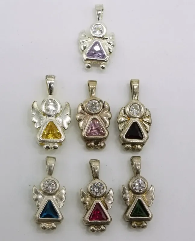 Sterling Silver Gemstone Angel Pendants, Set of 7 from auction in Ottawa, Ohio