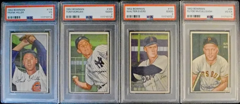 (4) 1952 Bowman PSA Graded Lot from auction in Ottawa, Ohio