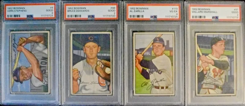 (4) 1952 Bowman PSA Graded Lot from auction in Ottawa, Ohio