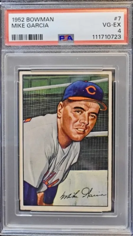 1952 Bowman Mike Garcia #7 PSA 4 from auction in Ottawa, Ohio