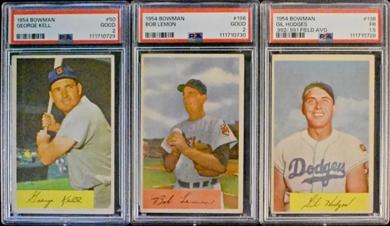 (3) 1954 Bowman PSA Graded Lot from auction in Ottawa, Ohio
