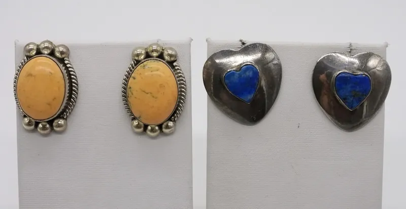Vintage Sterling Taxco Pierced Earrings, 2 Pair from auction in Ottawa, Ohio