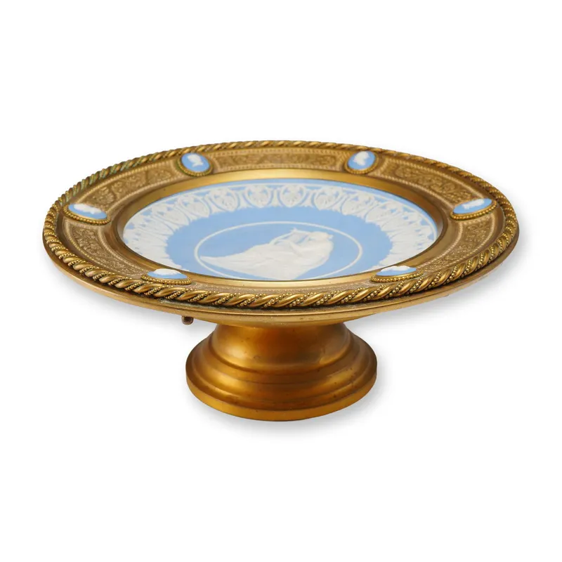 Victorian Wedgwood Mounted Plate in Brass Tazza, circa 1850-1860 from auction in Hollywood, Florida