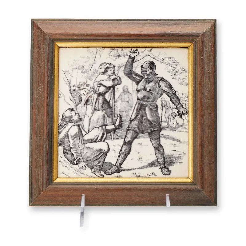Framed Wedgwood Ivanhoe Series Transfer-Printed Tile from auction in Hollywood, Florida