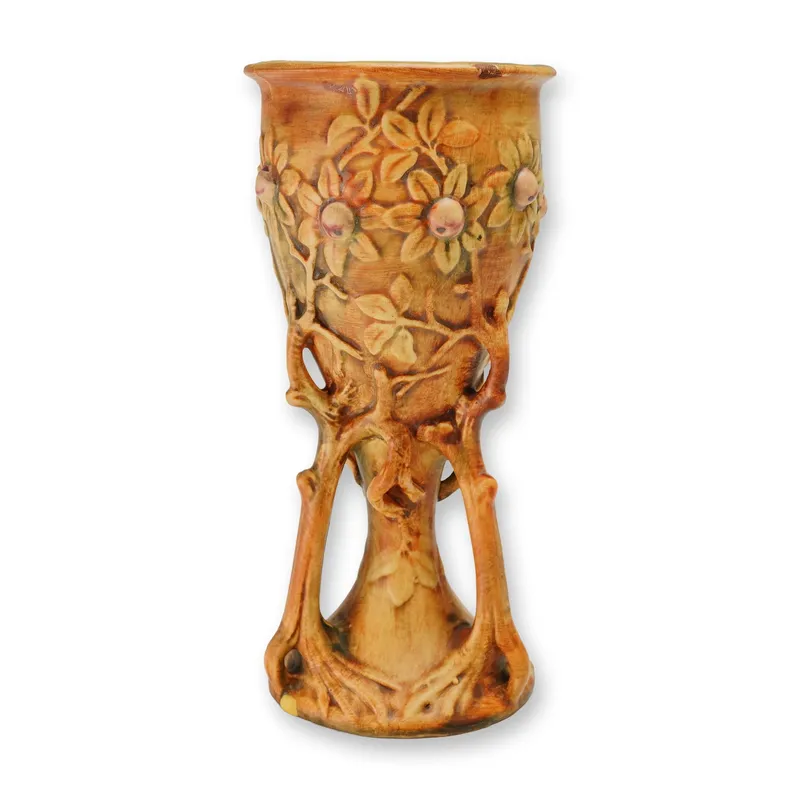 Weller Pottery Floral and Root Design Chalice Vase, Woodcraft from auction in Hollywood, Florida