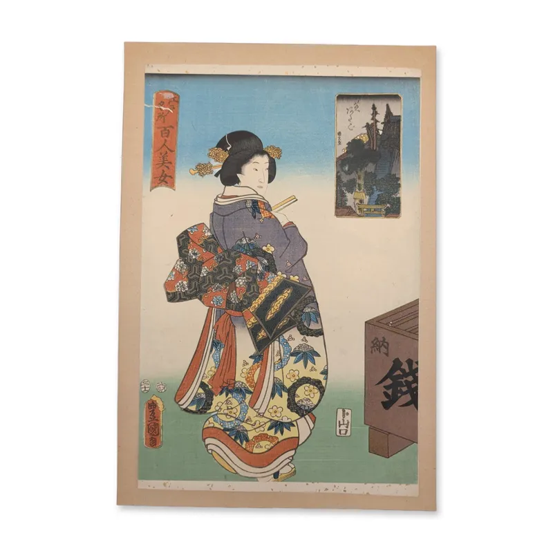 Utagawa Kunisada (Toyokuni III) Woodcut on Paper from One Hundred Famous Places and Beauties of Edo from auction in Hollywood, Florida