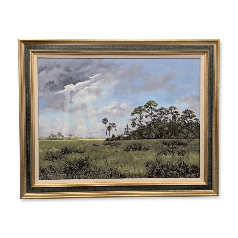 Jackie Brice (American, b. 1937), Florida Marshland Landscape, Oil on Canvas from auction in Hollywood, Florida