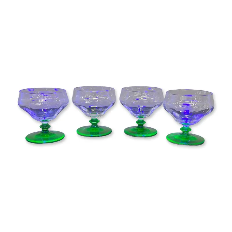 4pc Uranium Green Glass Stemware from auction in Hollywood, Florida