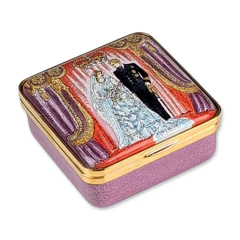 Halcyon Days Royal Wedding Diamond Anniversary Commemorative Enamel Box from auction in Hollywood, Florida