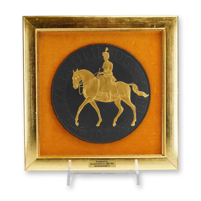 Wedgwood Arnold Machin Silver Jubilee Basalt Plaque from auction in Hollywood, Florida
