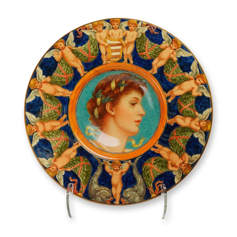 Minton by Ellen Welby (1851-1936) Earthenware Aesthetic Movement Portrait Bowl from auction in Hollywood, Florida