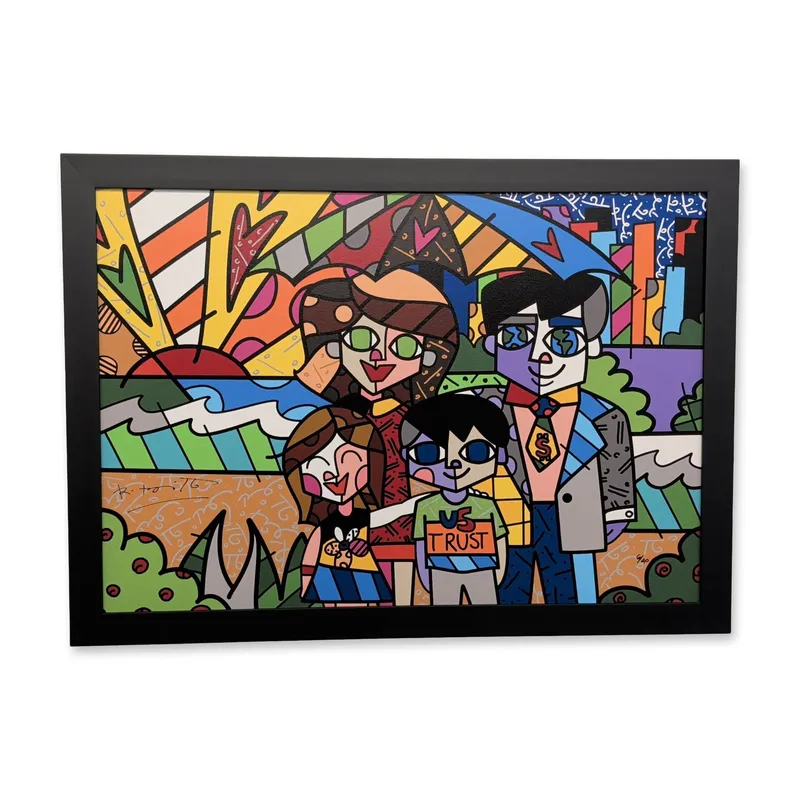 Romero Britto (Brazilian, b. 1963) Framed Giclee on Canvas, U.S. Trust from auction in Hollywood, Florida