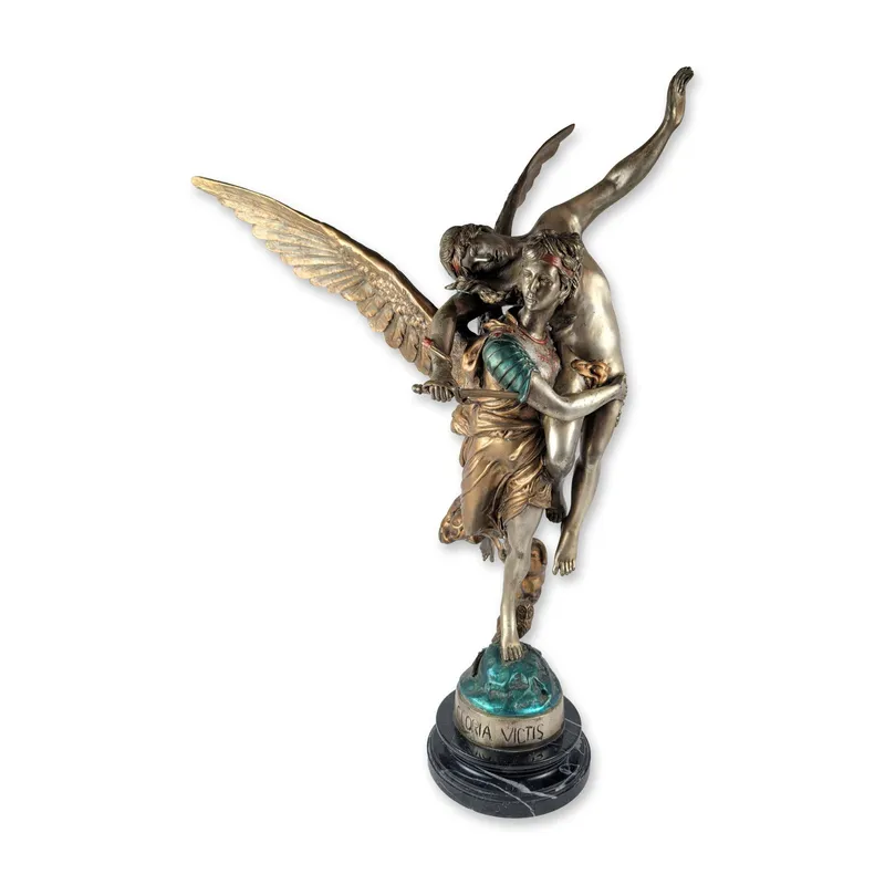 After Marius Jean Antonin Mercie (French, 1845-1916) Large Brass Sculpture on Marble Base, Gloria from auction in Hollywood, Florida