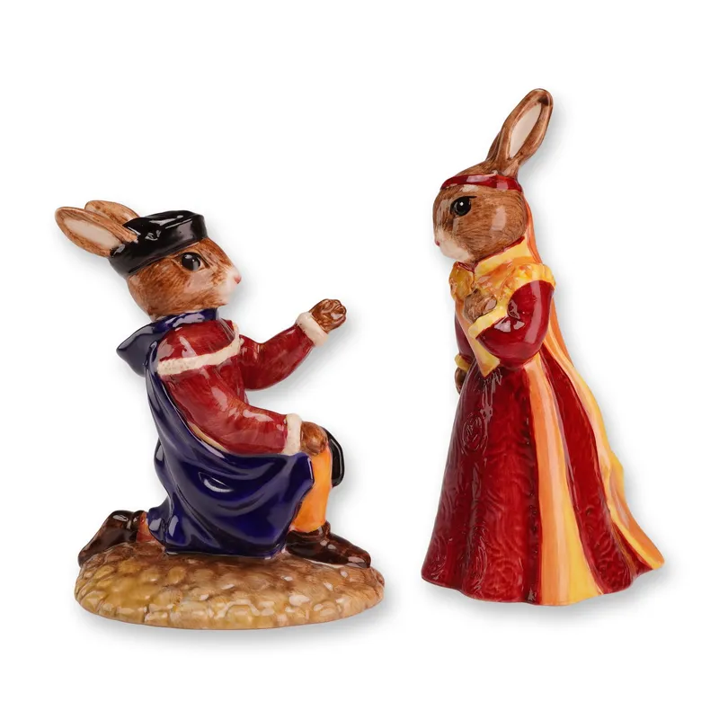 2pc Royal Doulton Bunnykins Prototype Colorway Figurines, Romeo & Juliet from auction in Hollywood, Florida