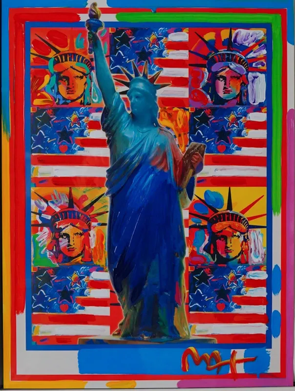 Peter Max (American, b. 1937) Mixed Media on Paper, God Bless America from auction in Hollywood, Florida