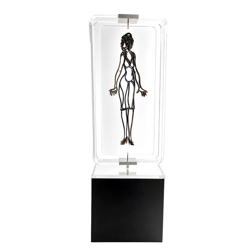 E. Massin Kinetic Silhouette Wood, Metal, and Acrylic Sculpture on Pedestal from auction in Hollywood, Florida