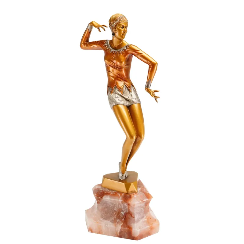 Ferdinand Preiss Art Deco Charleston Dancer Patinated and Cold-Painted Bronze Sculpture from auction in Hollywood, Florida