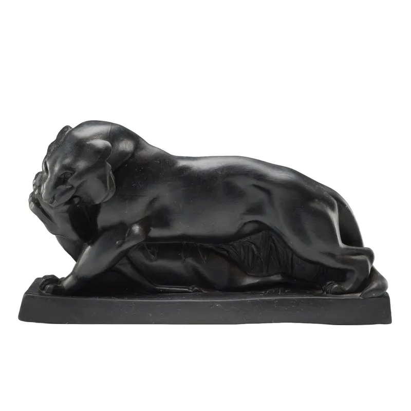 Wedgwood Black Basalt Art Deco Tiger and Buck Sculpture by John Skeaping from auction in Hollywood, Florida