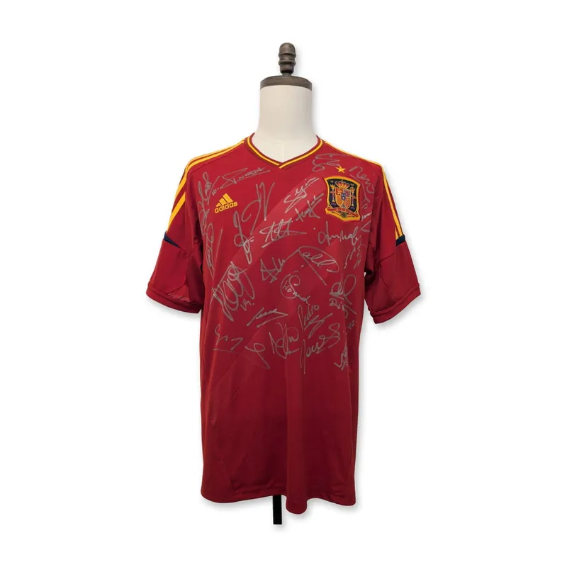 Spain 2012 Euro Multi-Autographed Soccer Jersey from auction in Hollywood, Florida