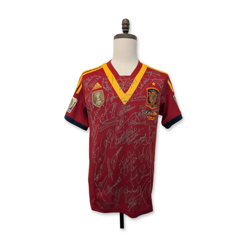 Spain 2013 Confederations Cup Signed Soccer Jersey from auction in Hollywood, Florida