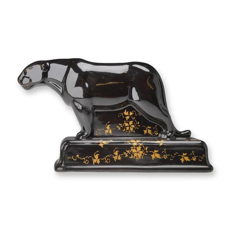 Wedgwood Barlaston Collection Bone China Black Gilt Figurine, Panther from auction in Hollywood, Florida