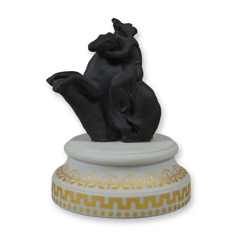 Wedgwood Black Basalt and Gilded Porcelain Boy on Horse Figurine from auction in Hollywood, Florida