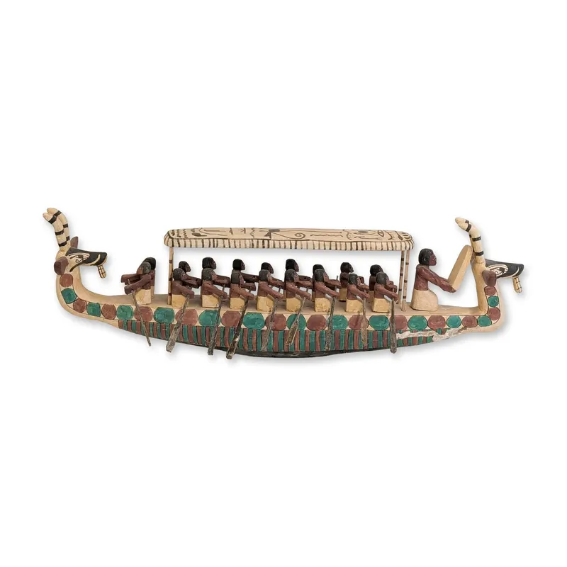 Large Egyptian Carved Wood Funerary Boat Sculpture from auction in Hollywood, Florida