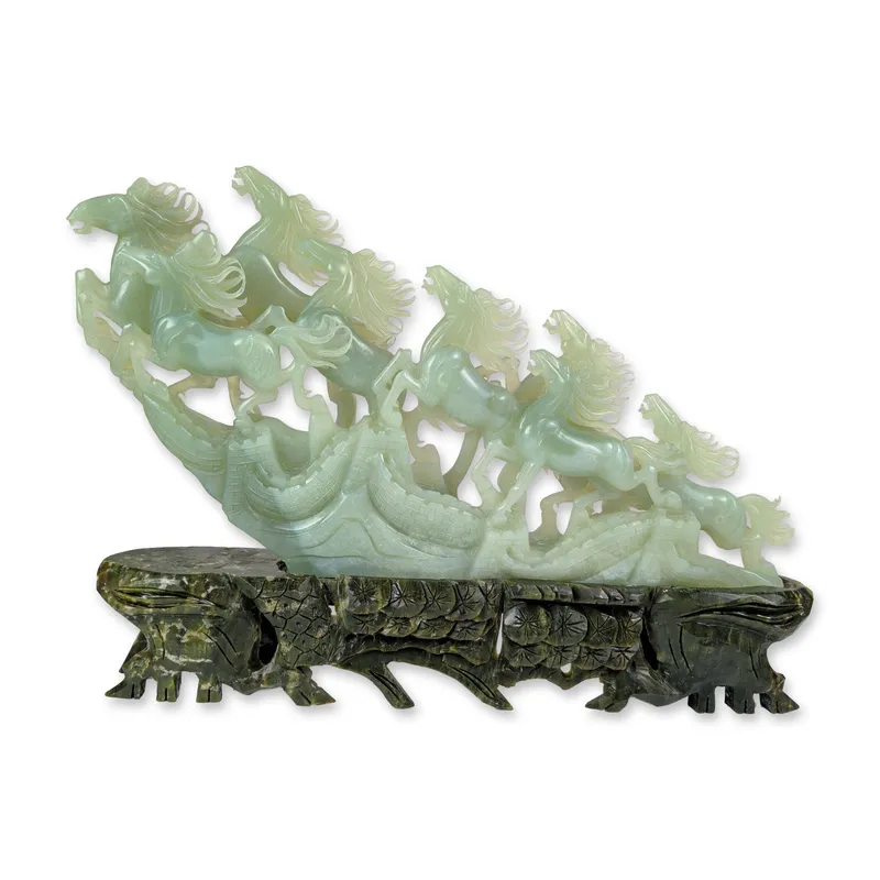 Chinese Carved Serpentine Eight Galloping Horses Sculpture from auction in Hollywood, Florida