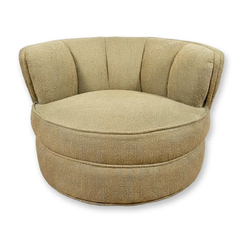 Mid-Century Modern Channeled Back Boucle Upholstered Lounge Chair from auction in Hollywood, Florida