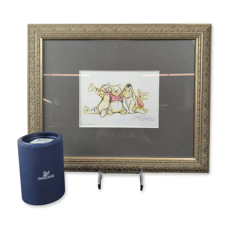 2 pc Swarovski Disney Pooh and Pals Special Edition Lithograph and Crystal Plaque from auction in Hollywood, Florida