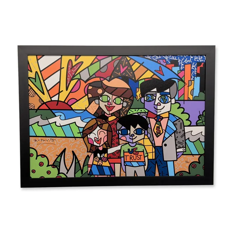 Romero Britto (Brazilian, b. 1963) Framed Giclee on Canvas, U.S. Trust from auction in Hollywood, Florida