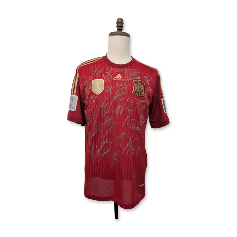 Team Signed Spain 2014 World Cup Soccer Jersey from auction in Hollywood, Florida