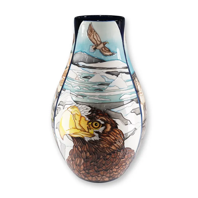 Moorcroft Pottery by Paul Hilditch Vase, On Eagles Wings from auction in Hollywood, Florida