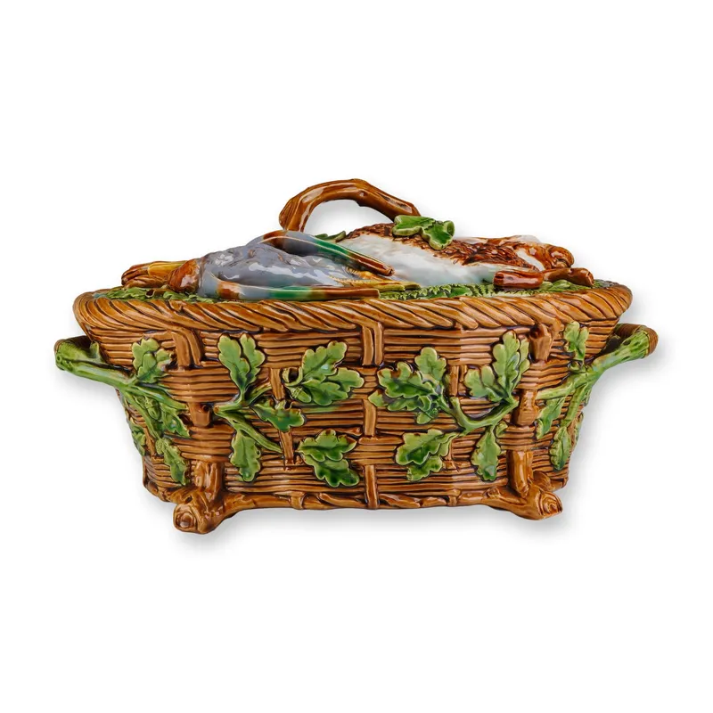 Minton Majolica Game Pie Tureen with Liner and Cover from auction in Hollywood, Florida