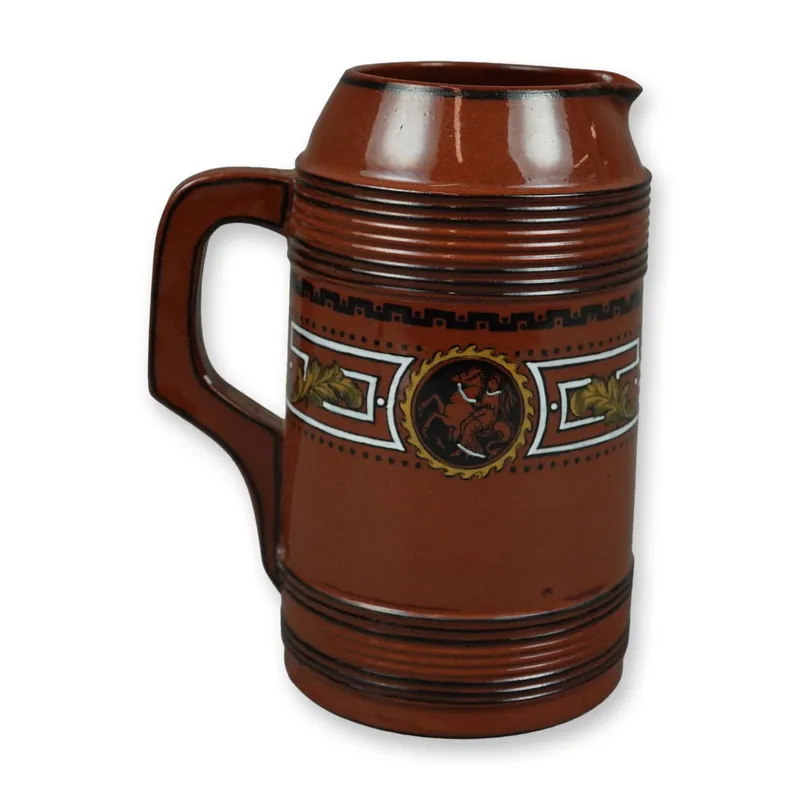 Wedgwood Rosso Antico Neo-Grec Enameled Terra Cotta Jug, Dated 1875 from auction in Hollywood, Florida