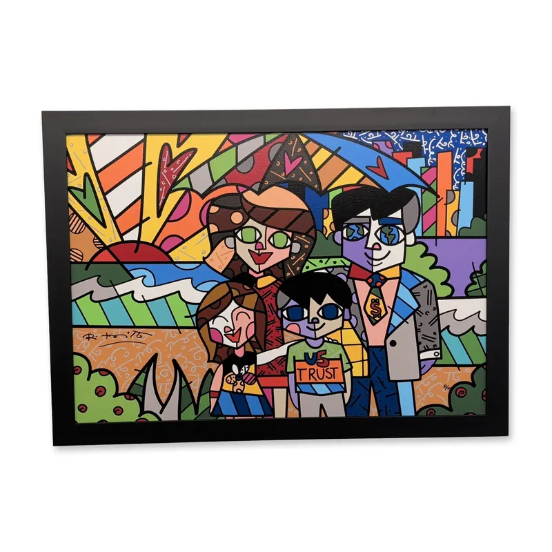 Romero Britto (Brazilian, b. 1963) Framed Giclee on Canvas, U.S. Trust from auction in Hollywood, Florida