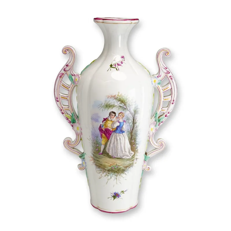 Wedgwood Pearlware Courting Couple Two-Handled Vase from auction in Hollywood, Florida