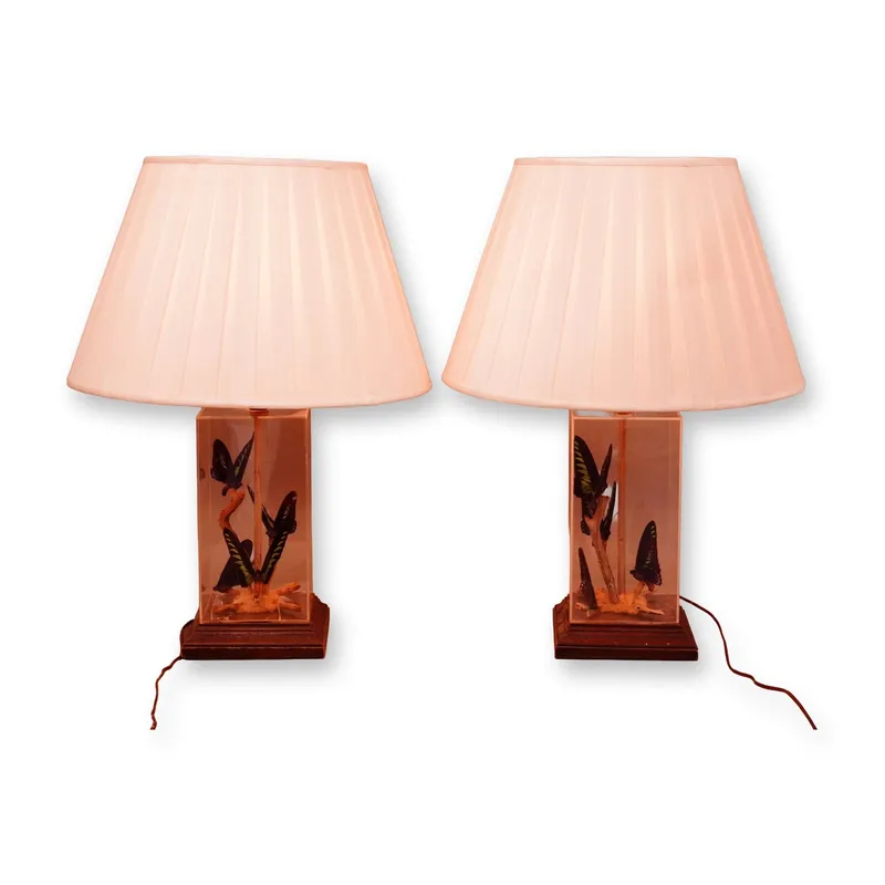 Pair of Midcentury Acrylic Butterfly Table Lamps from auction in Hollywood, Florida