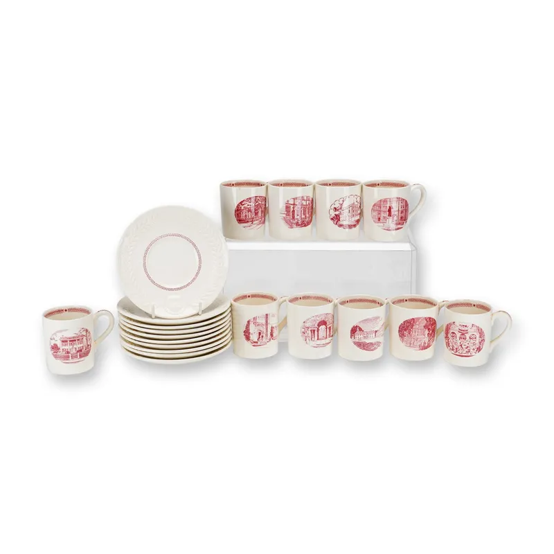 20pc Wedgwood University of Pennsylvania Bicentennial Mugs and Saucers from auction in Hollywood, Florida