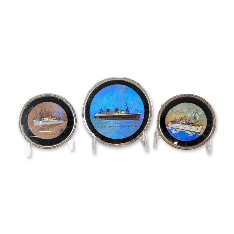 3pc English Maritime Butterfly Wing Souvenir Dishes from auction in Hollywood, Florida