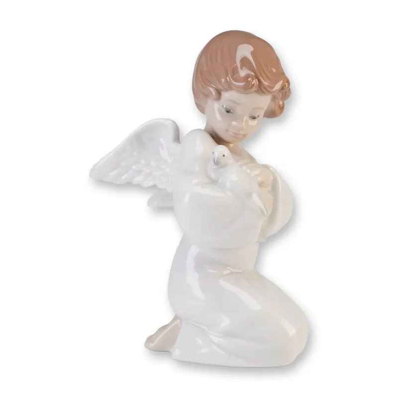 Lladro Utopia Collection Porcelain Angel with Dove Figurine from auction in Hollywood, Florida