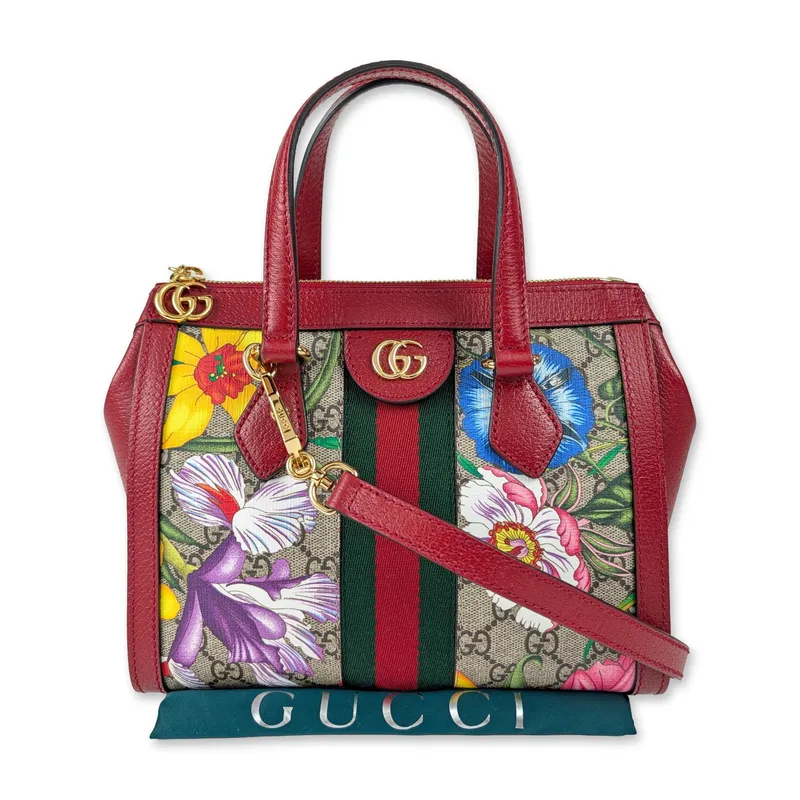 Gucci Ophidia GG Flora Small Tote with Entrupy COA from auction in Hollywood, Florida