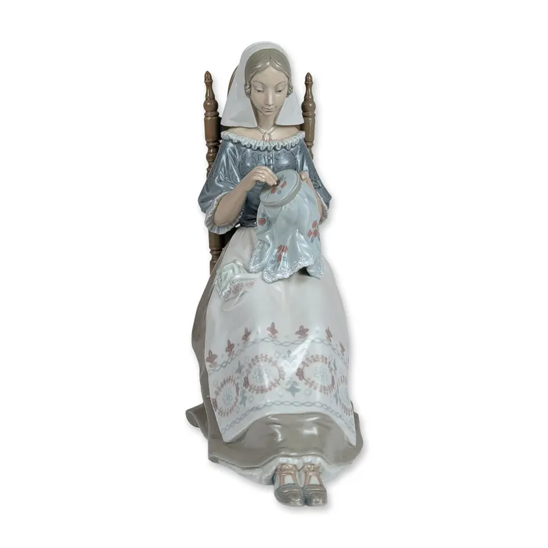 Lladro Spanish Porcelain Embroiderer Lady Figurine 4865 from auction in Hollywood, Florida