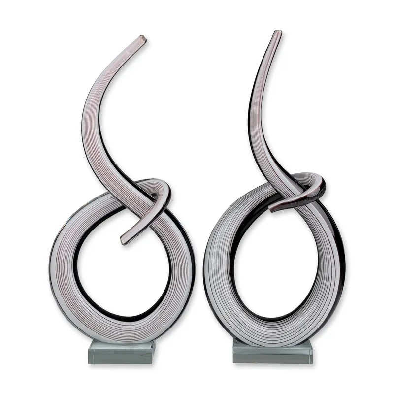 Pair of Contemporary Linear Cane Abstract Glass Sculptures from auction in Hollywood, Florida