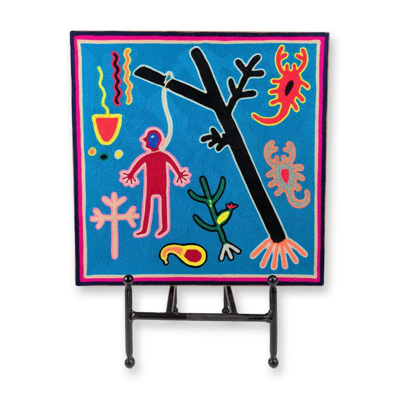 Antonio Lopez Pineda Wixarika Yarn Painting from auction in Hollywood, Florida