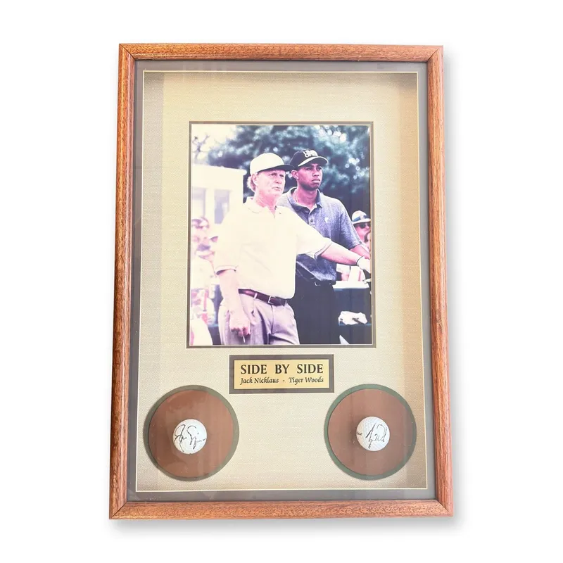 Jack Nicklaus and Tiger Woods Dual Autographed Golf Memorabilia from auction in Hollywood, Florida