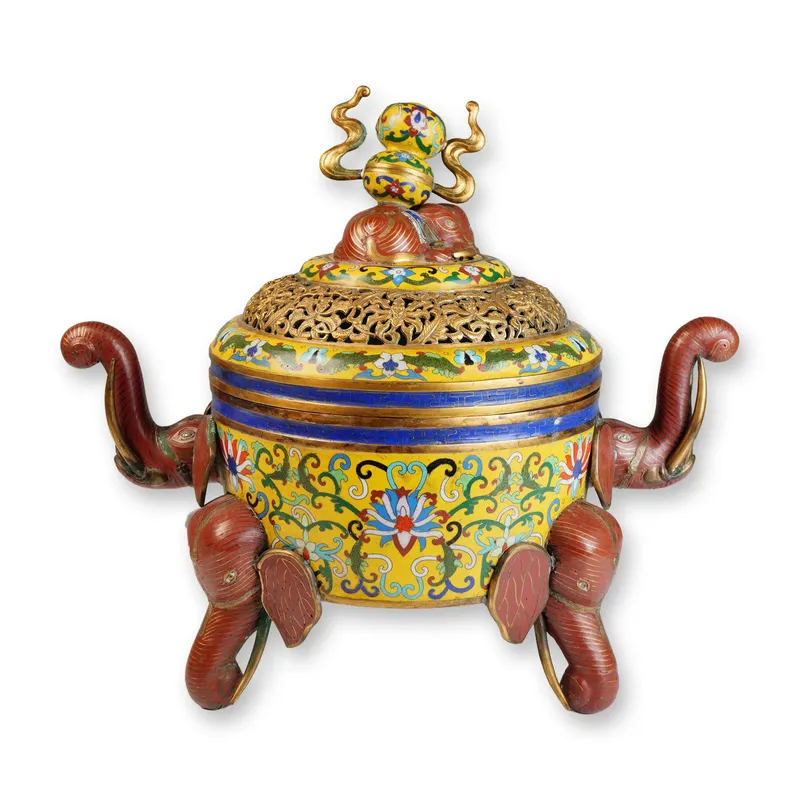Cloisonne Elephant Feet Censer from auction in Hollywood, Florida