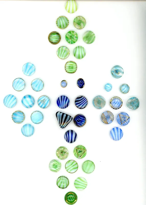 A CARD OF DIVISION THREE MOONGLOW GLASS BUTTONS from auction in Hollywood, Florida