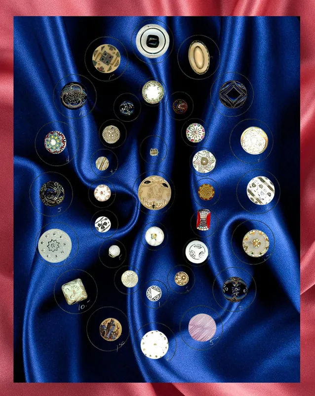 A CARD OF DIVISION ONE ASSORTED GLASS BUTTONS from auction in Hollywood, Florida